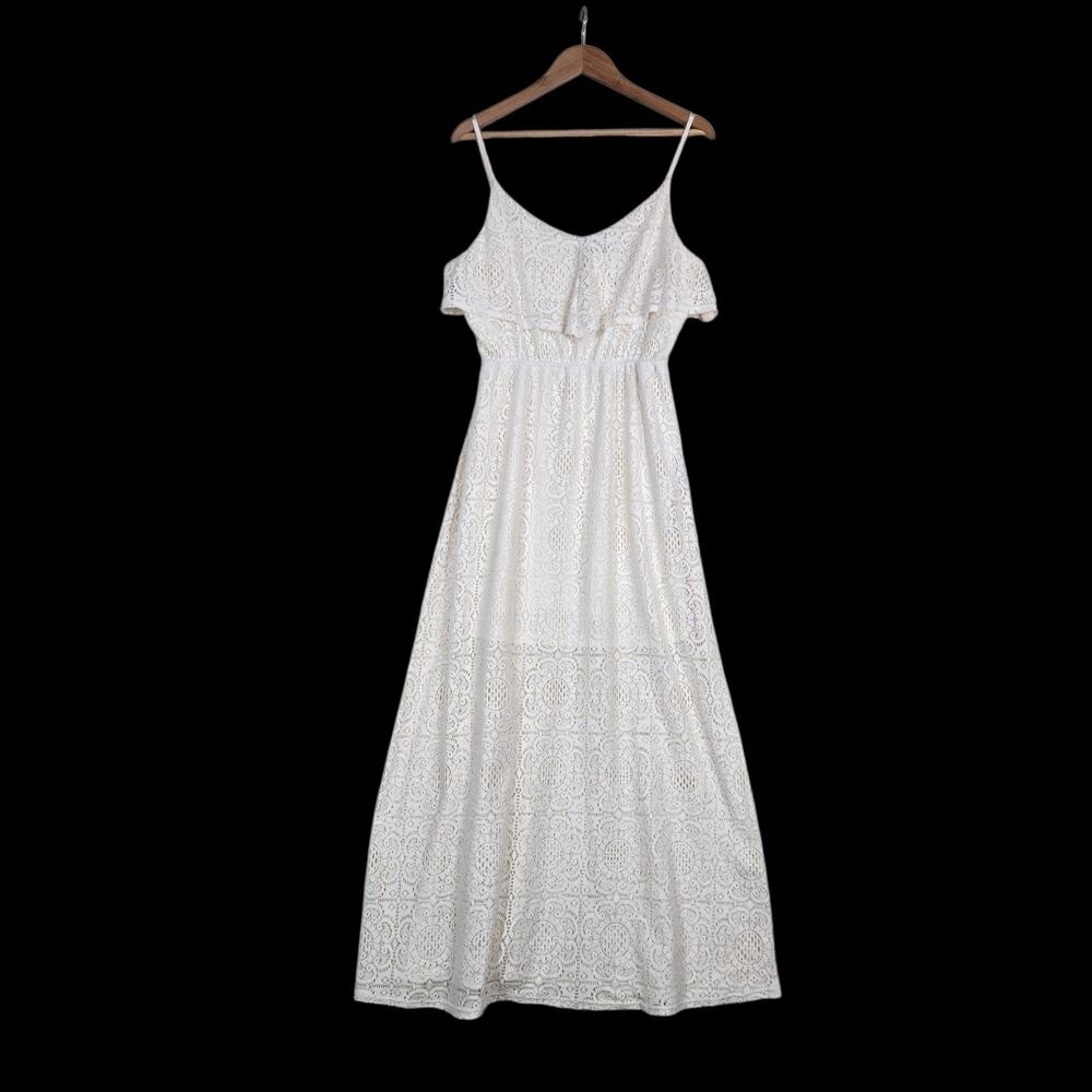 No Comment Lace Maxi Dress XL Ivory Boho Festival Coachella Romantic